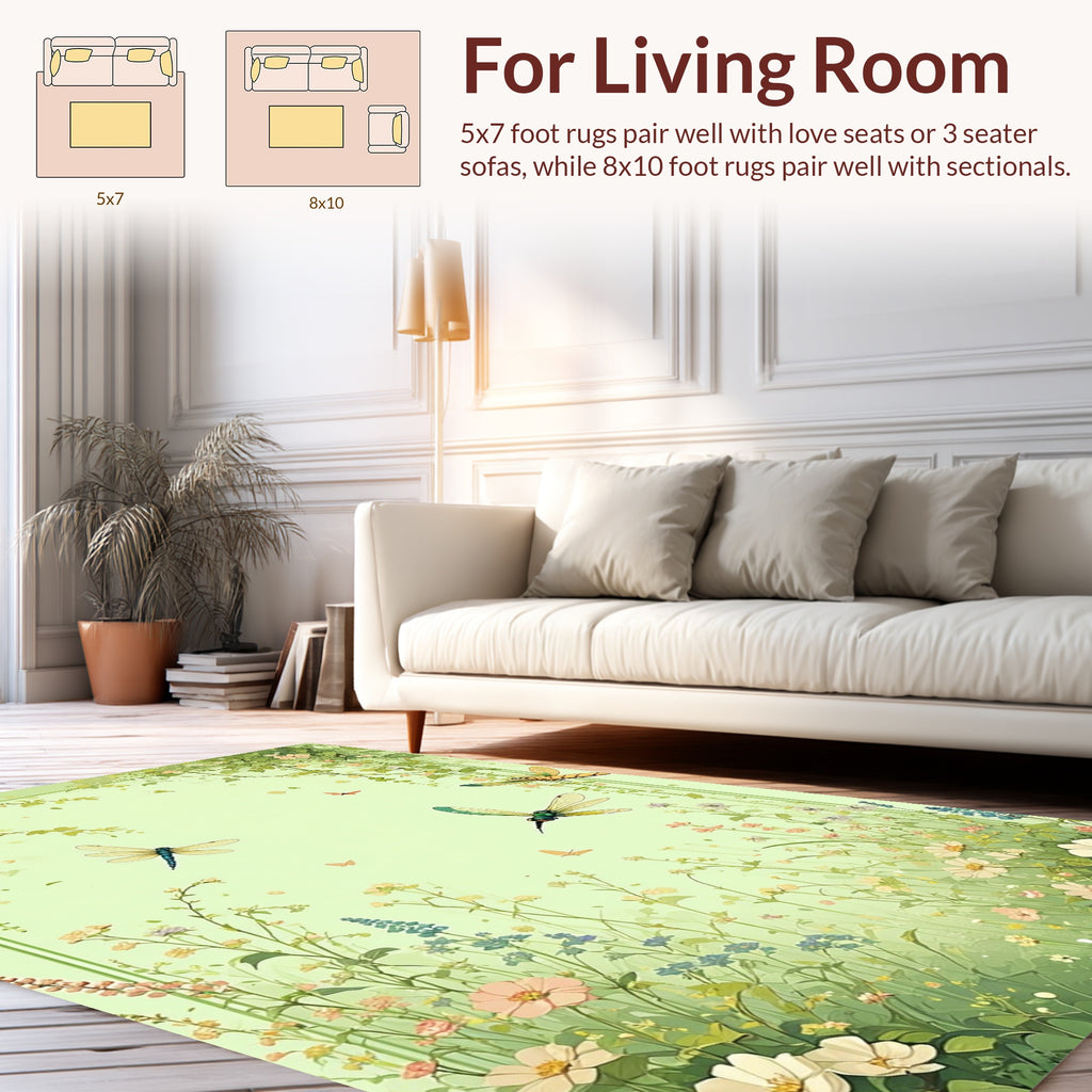 Whimsical Dragonfly Garden Scene Rug