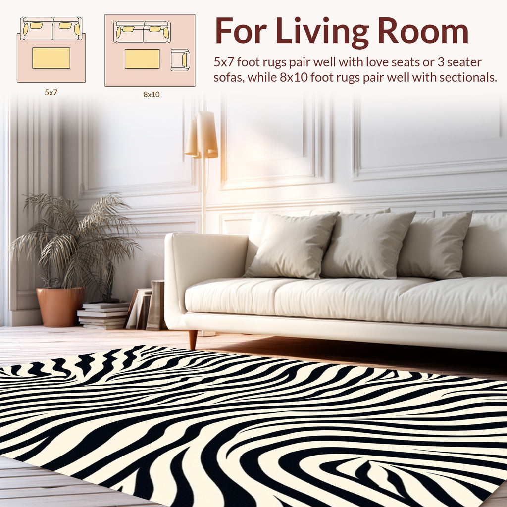 Black Cream Wild Pattern Design Rug