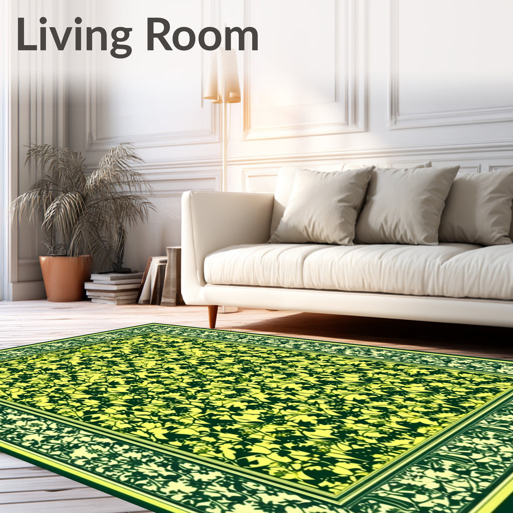 Vine And Leaf Patterned Textile Design Rug