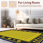 Bold Yellow Blue Geometric Circles Rug