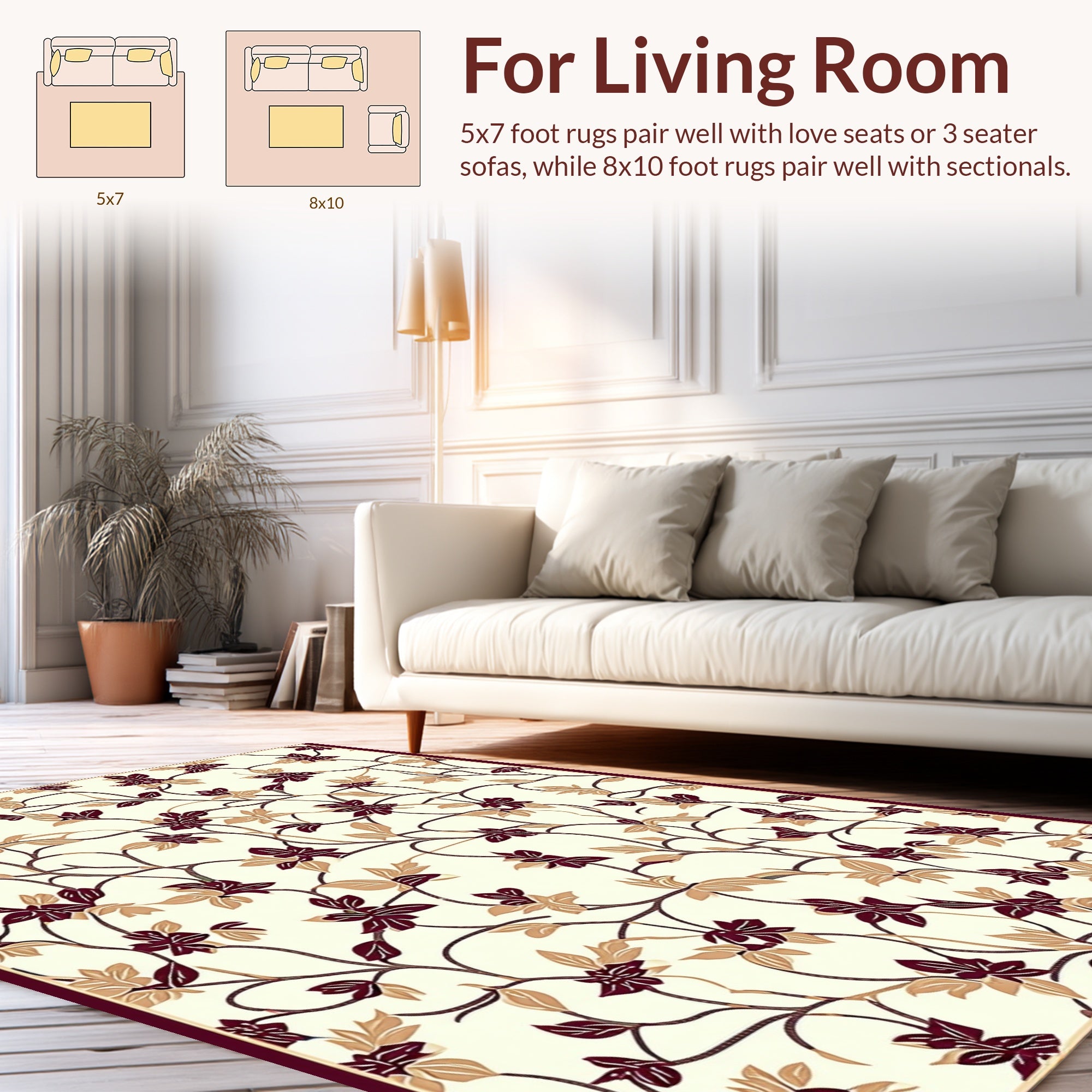 Vine and Leaf Traditional Pattern Rug