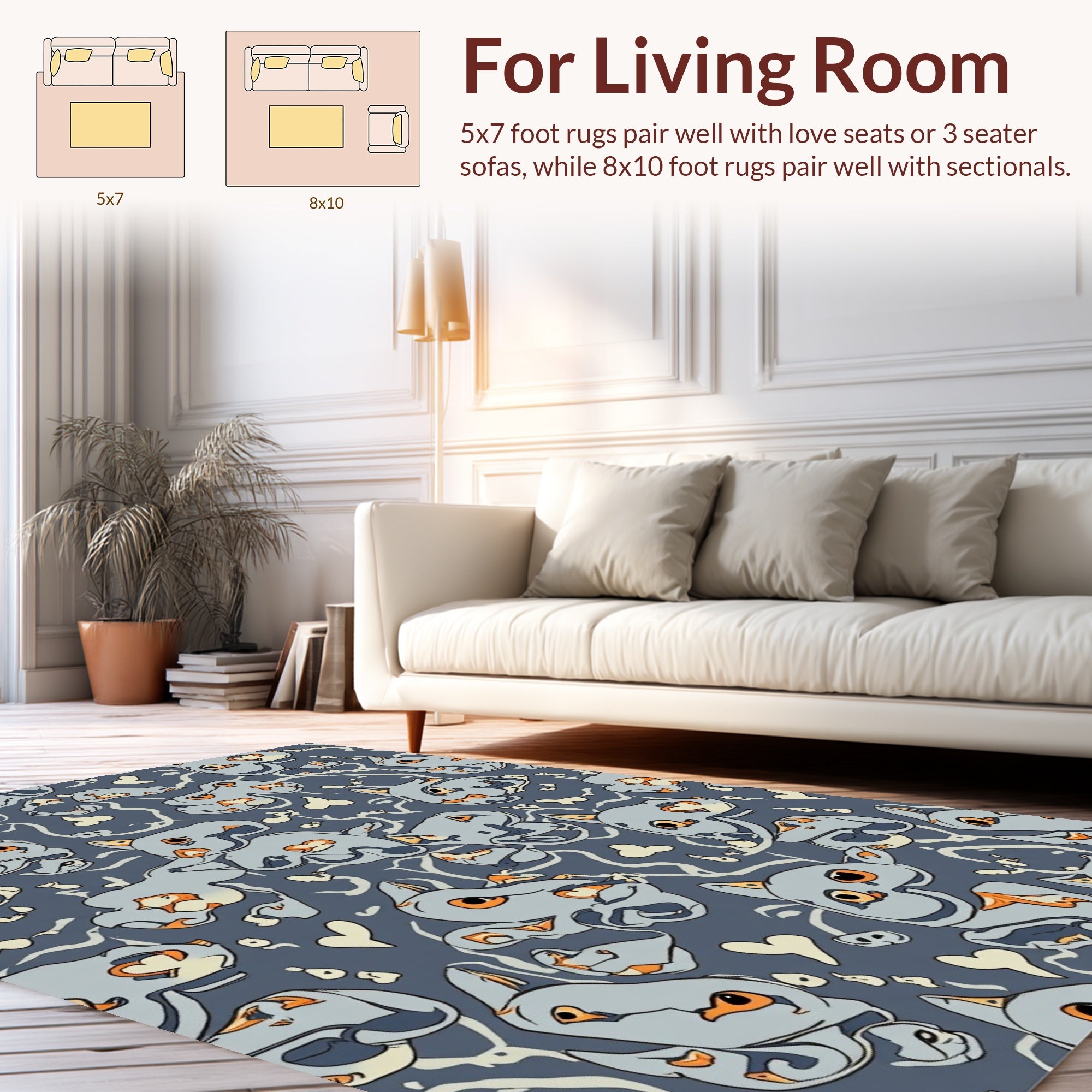 Playful Whimsical Cat Pattern Design Rug