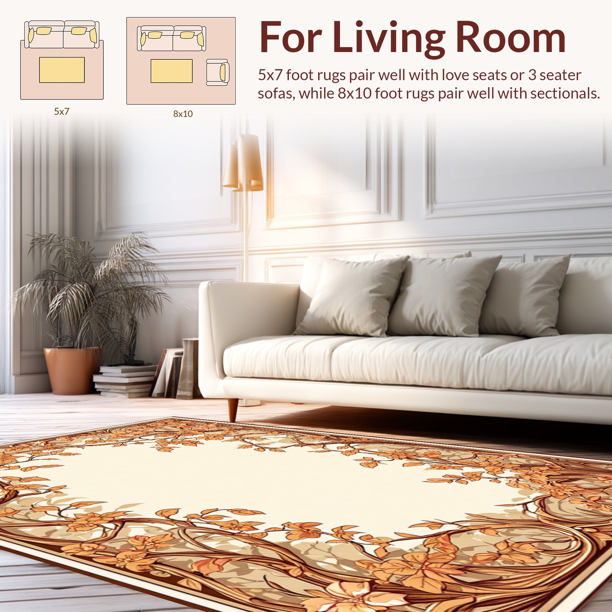 Art Nouveau Floral Vine Design Rug