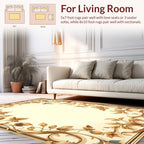 Ornate Gold Leaf Vine Pattern Rug