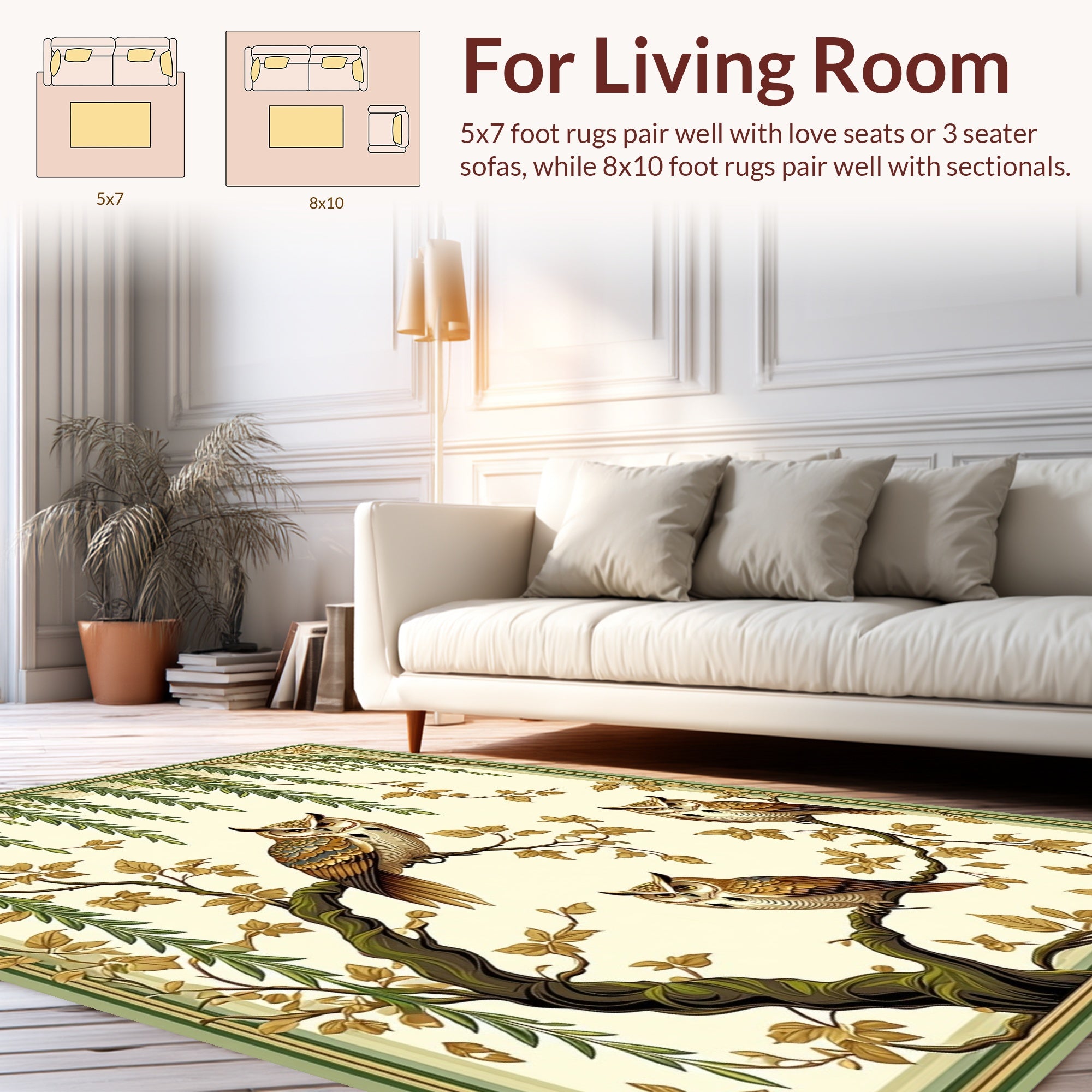 Nature Scene Owl Pattern Rug