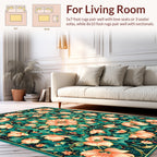 Floral Mandala Emerald Peach Design Rug