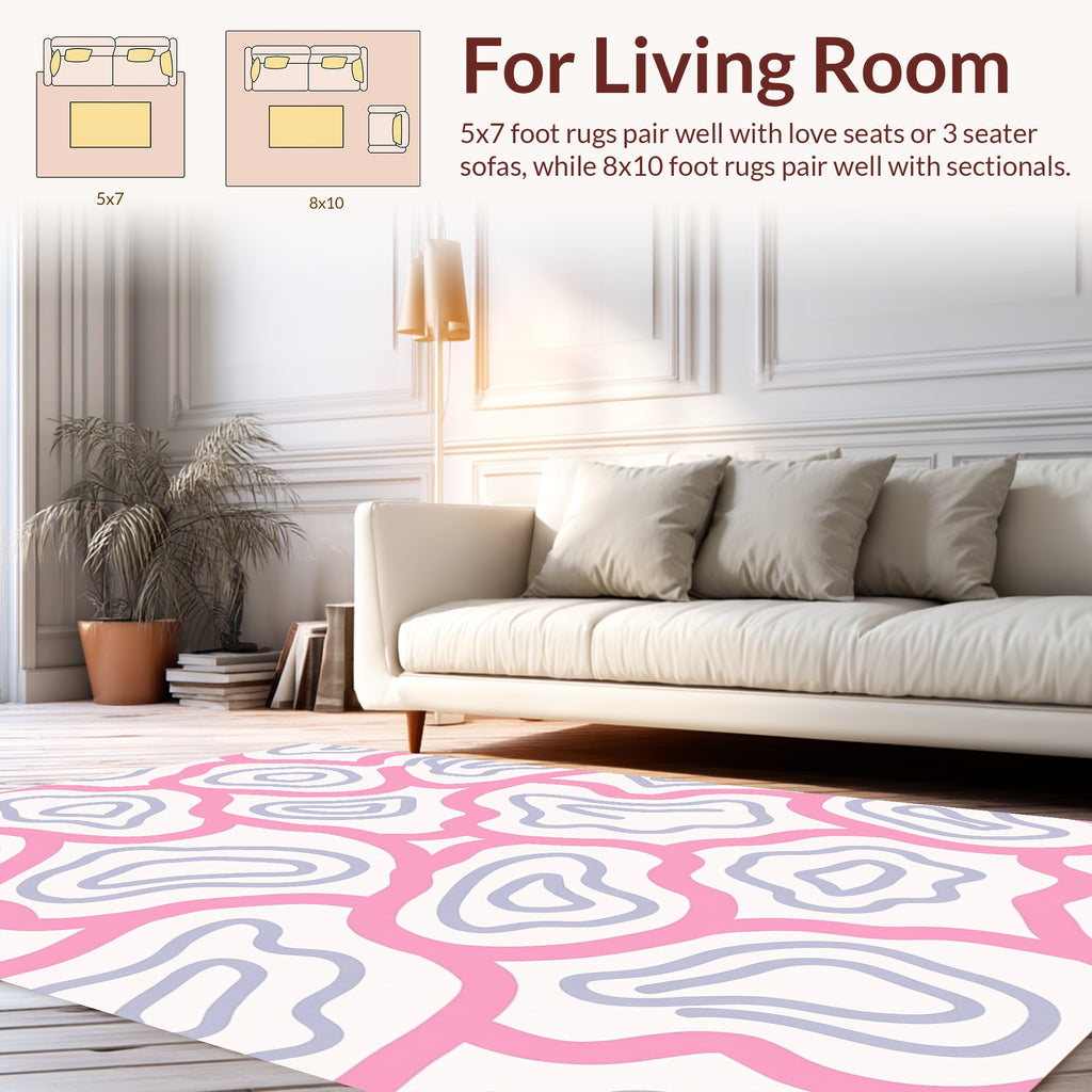 Pink Lavender Wavy Contour Pattern Rug