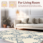 Classic Blue Swirling Vine Pattern Rug
