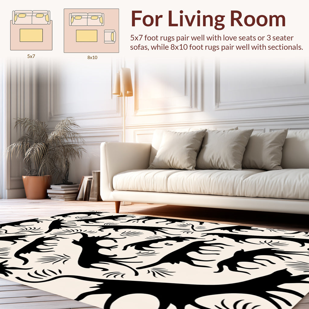 Bold Abstract Animal Silhouette Pattern Rug