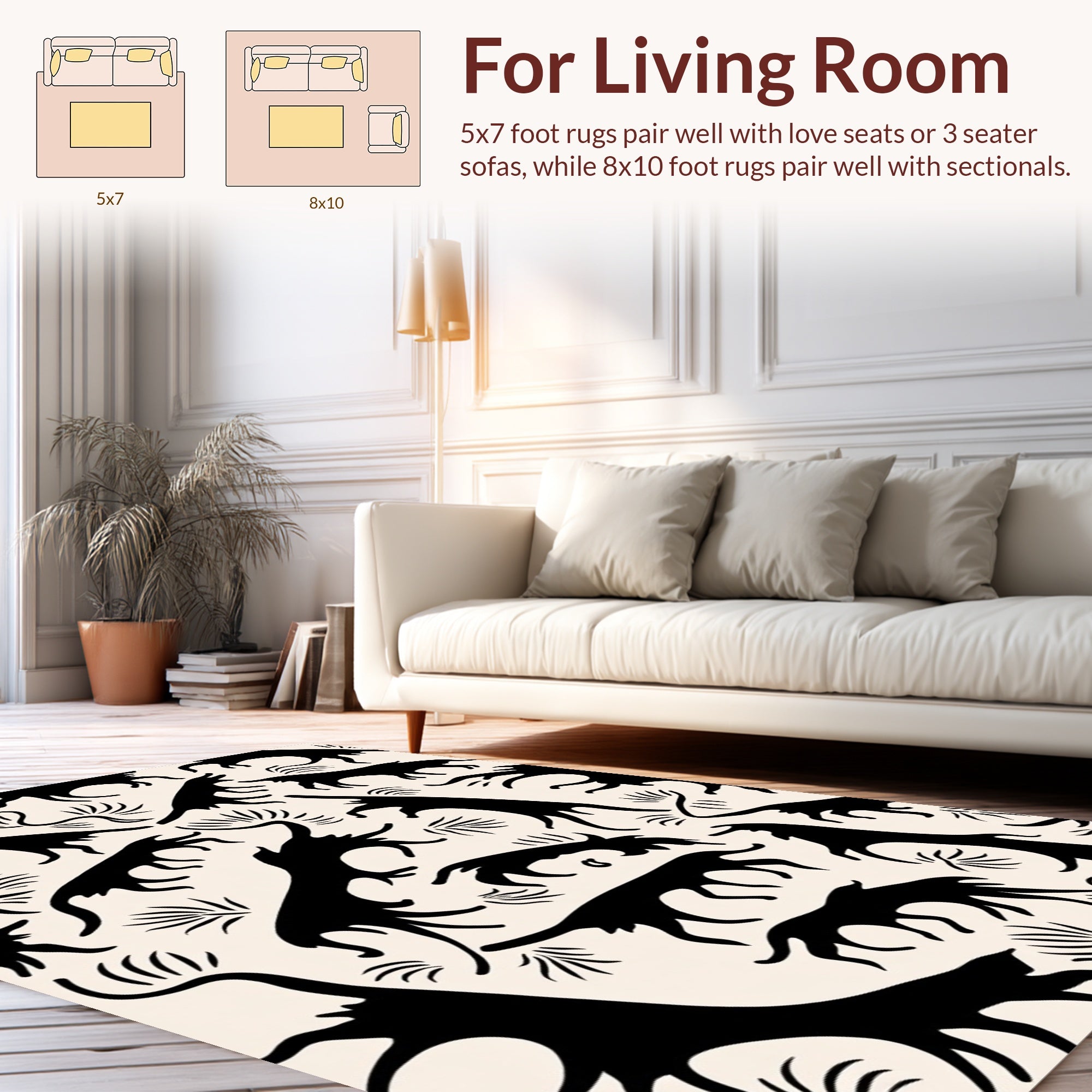 Bold Abstract Animal Silhouette Pattern Rug