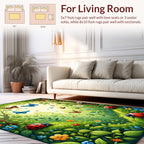 Vibrant Summer Meadow Butterfly and Ladybug Design Rug