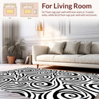 Bold Swirling Abstract Line Art Rug