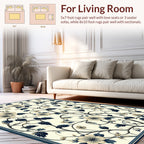 Cream Navy Floral Vine Pattern Rug