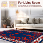 Ornate Red Floral Paisley Blue Rug