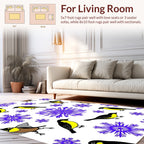 Vibrant Yellow Bird Starburst Design Rug