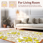 Yellow Floral Swirl Pattern Rug