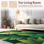 Lush Green Golden Leaf Pattern Rug