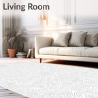 Abstract Swirls White Line Art Rug