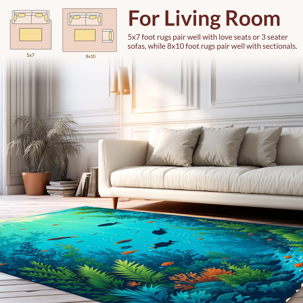 Underwater Scene Aquatic Life Design Rug