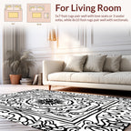 Intricate Black White Organic Pattern Rug