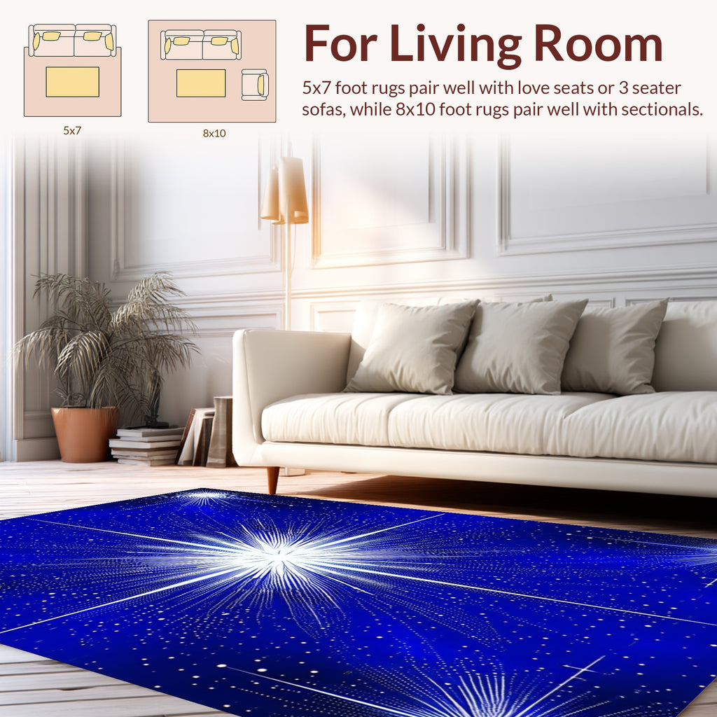 Midnight Starburst Patterned Design Rug