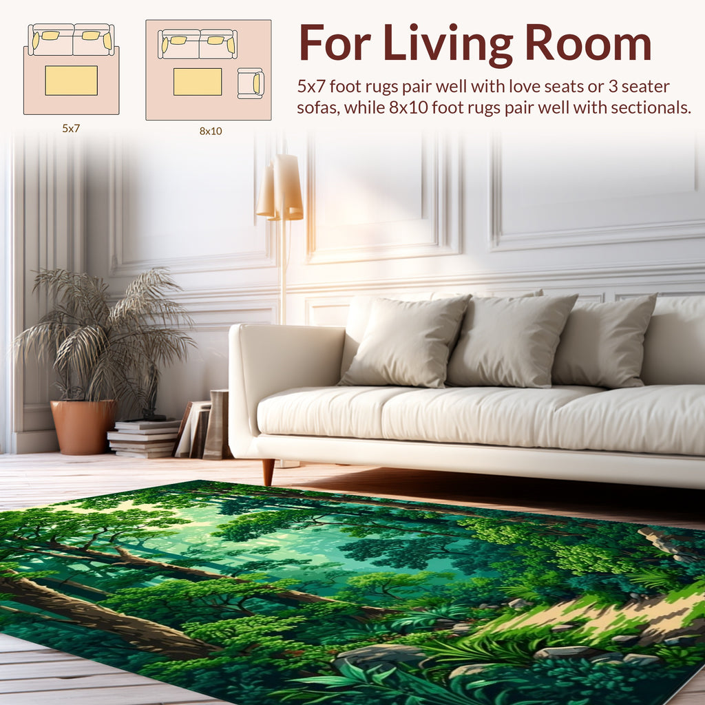 Lush Forest Woodland Path Rug