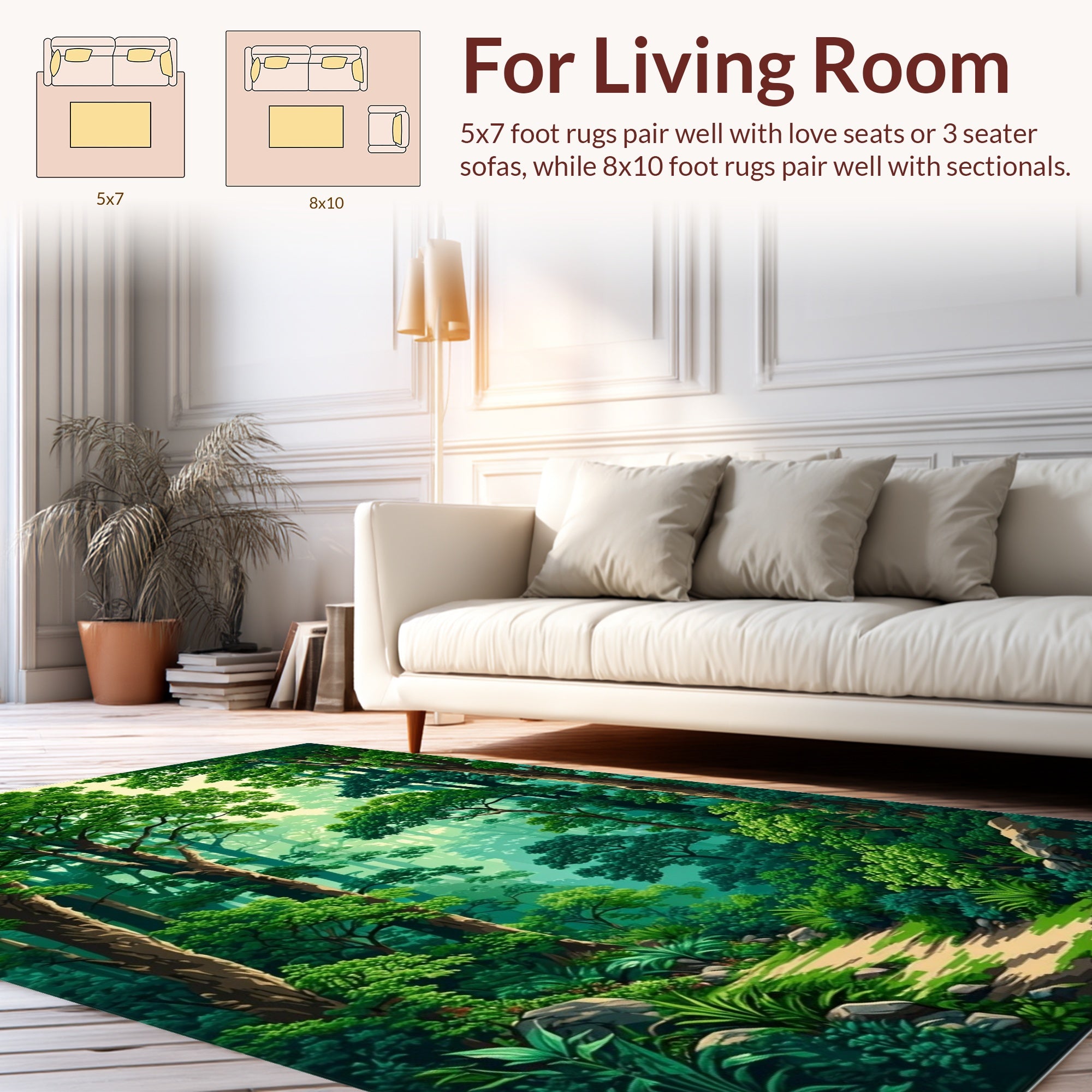 Lush Forest Woodland Path Rug
