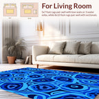 Bold Blue Abstract Organic Shapes Rug