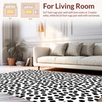 Abstract Black White Dots Design Rug