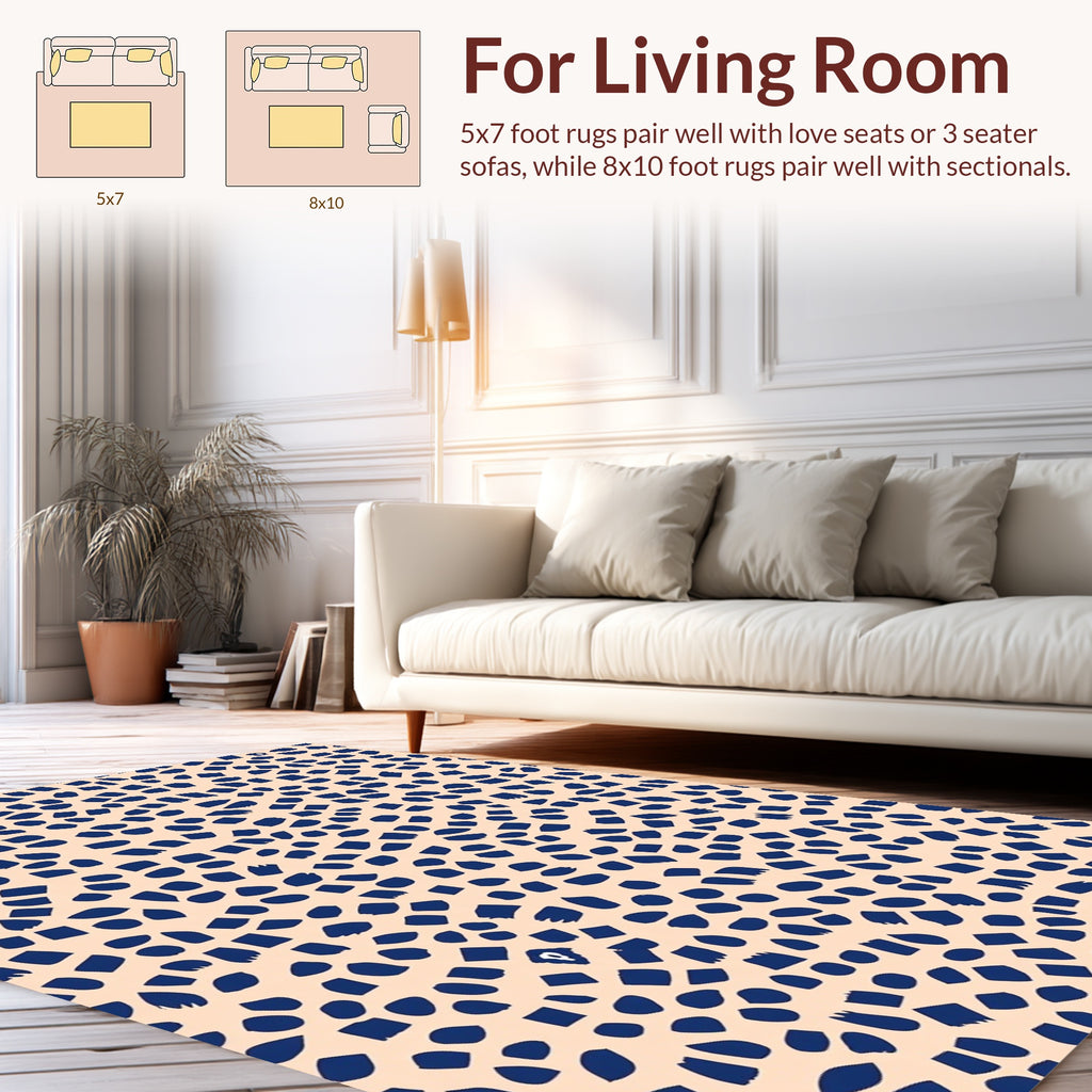 Abstract Indigo Strokes Pattern Rug