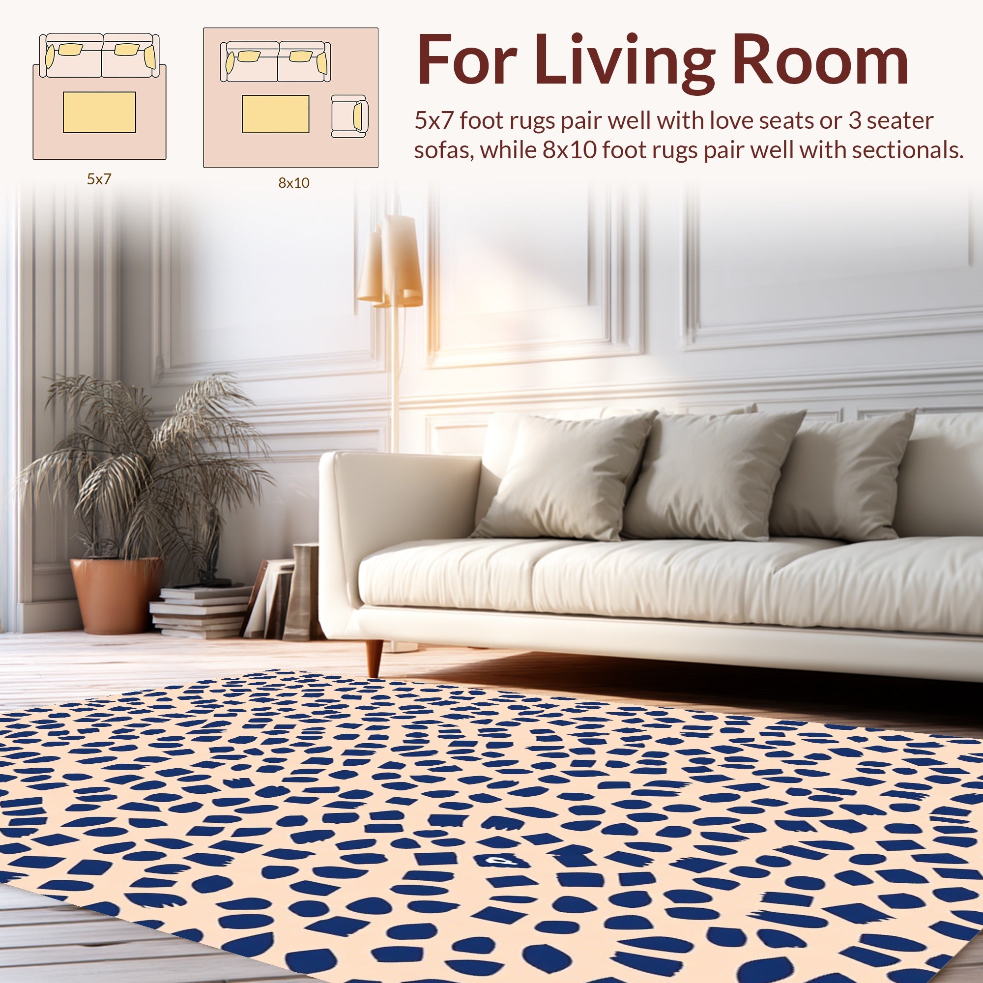 Abstract Indigo Strokes Pattern Rug