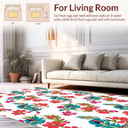 Turquoise Peacock Feather Floral Pattern Rug
