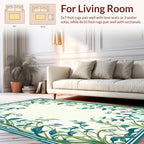 Elegant Teal Vine Border Design Rug
