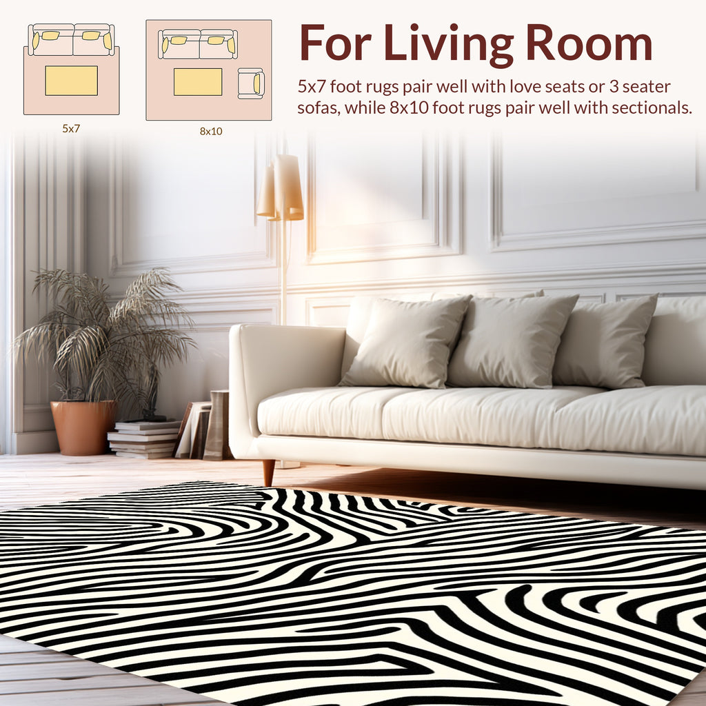 Bold Black And White Zebra Pattern Rug