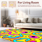 Vibrant Yellow Wavy Abstract Pattern Rug