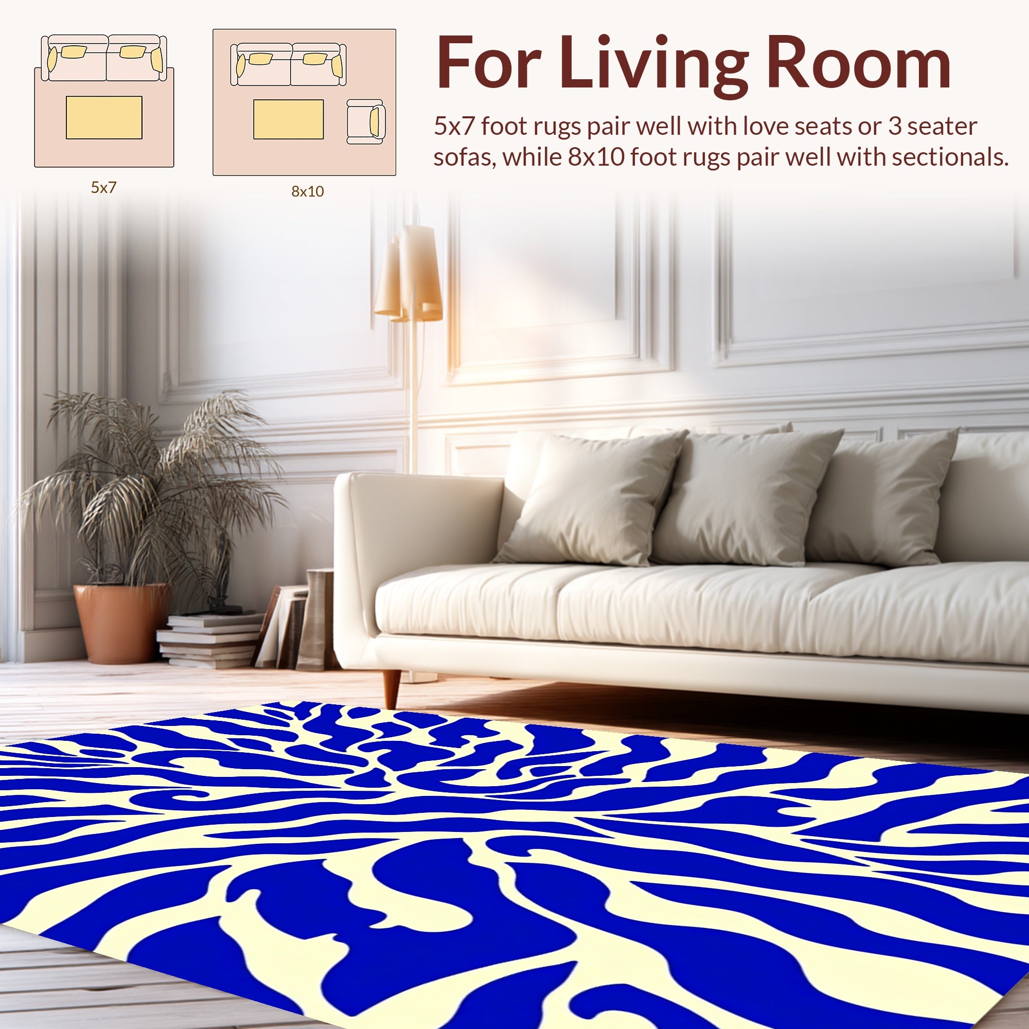 Abstract Organic Blue Pattern Rug