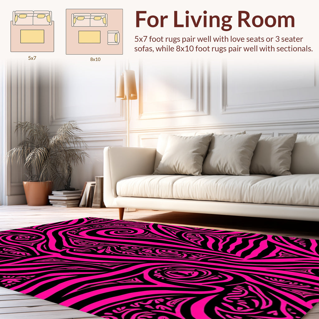 Bold Hot Pink Tribal Swirl Pattern Rug