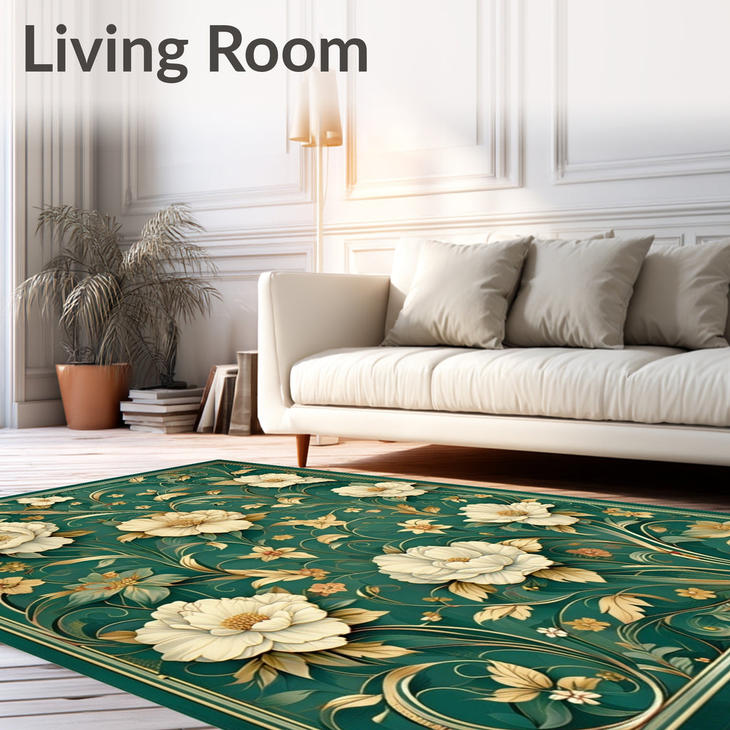 Elegant Floral Vine Garden Rug