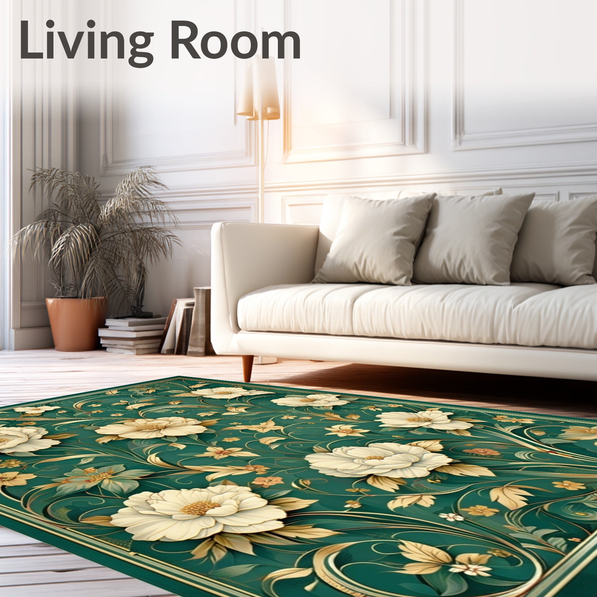 Elegant Floral Vine Garden Rug