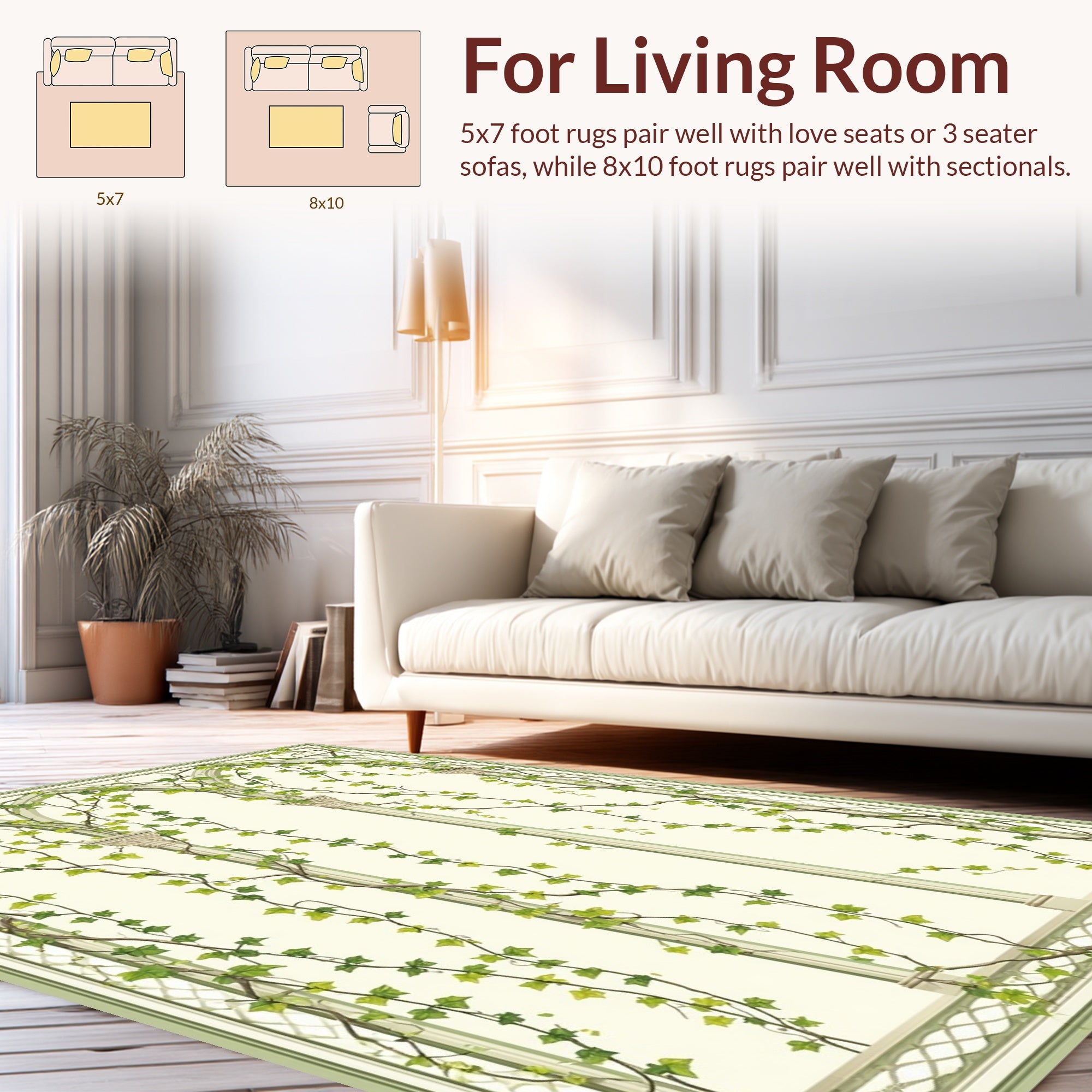 Arched Garden Ivy Vine Design Rug