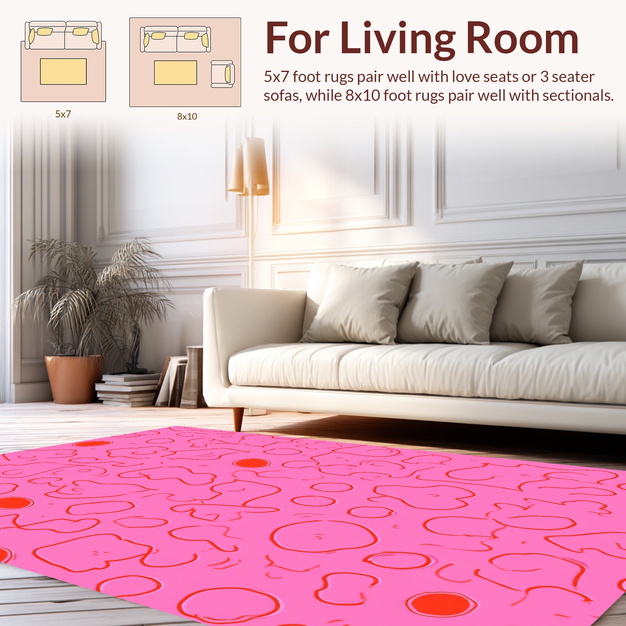 Bold Pink Red Organic Pattern Rug
