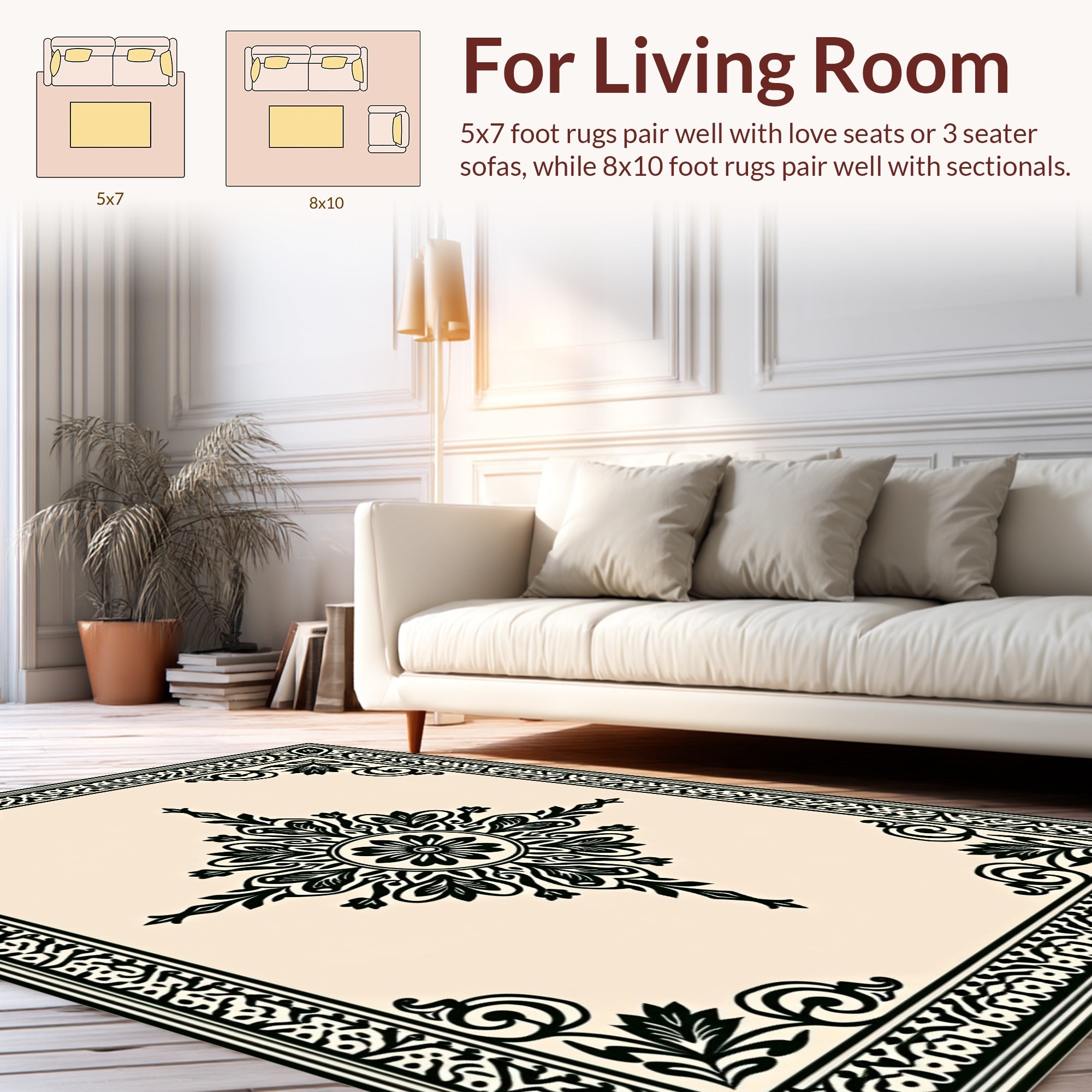 Ornate Floral Medallion Border Rug