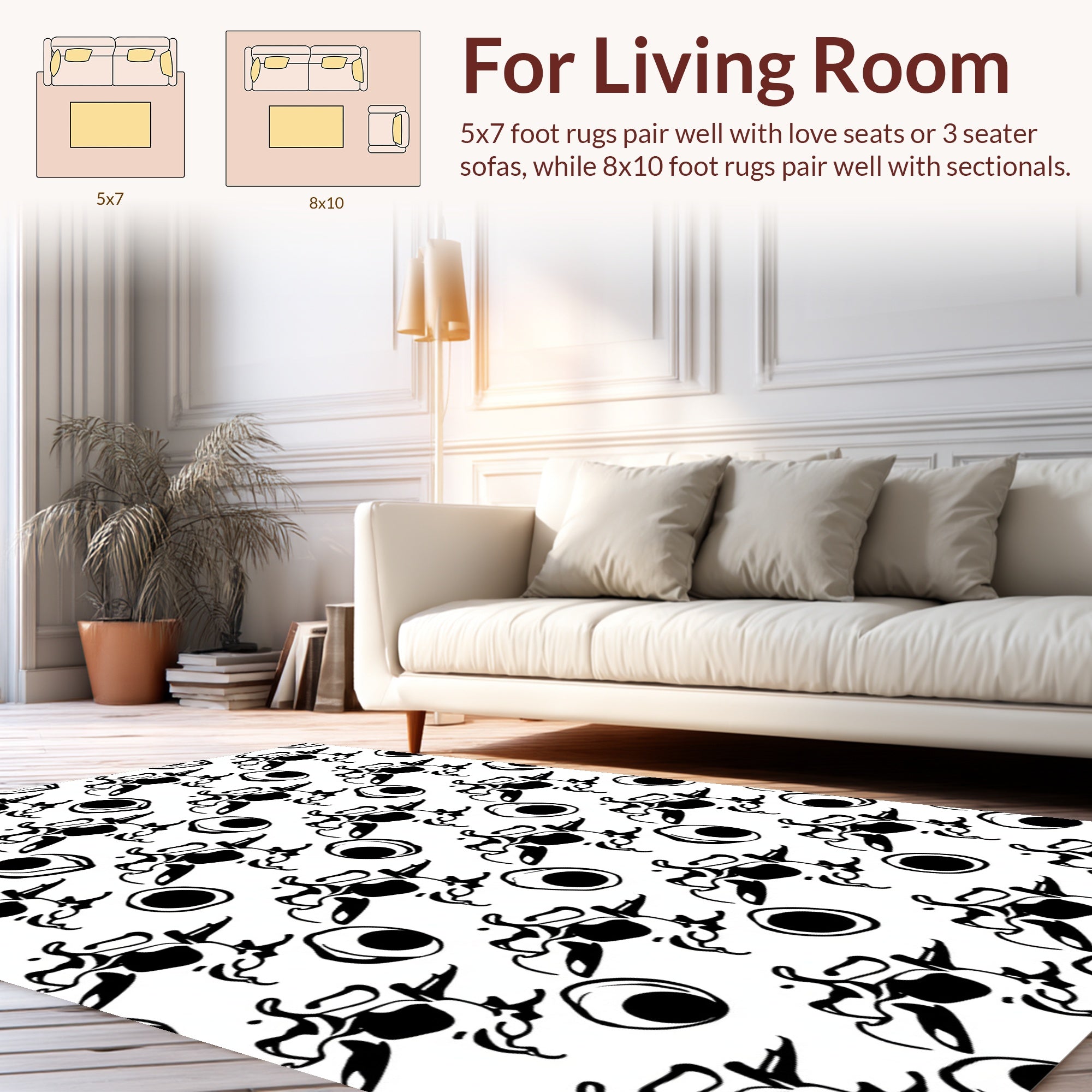 Abstract Black White Eye Pattern Rug