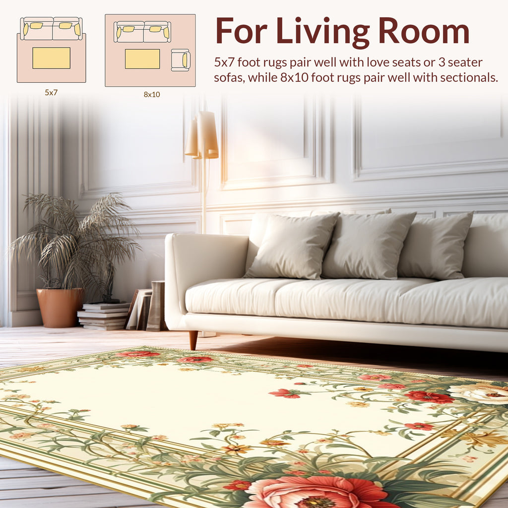 Floral Botanical Vines with Borders Rug