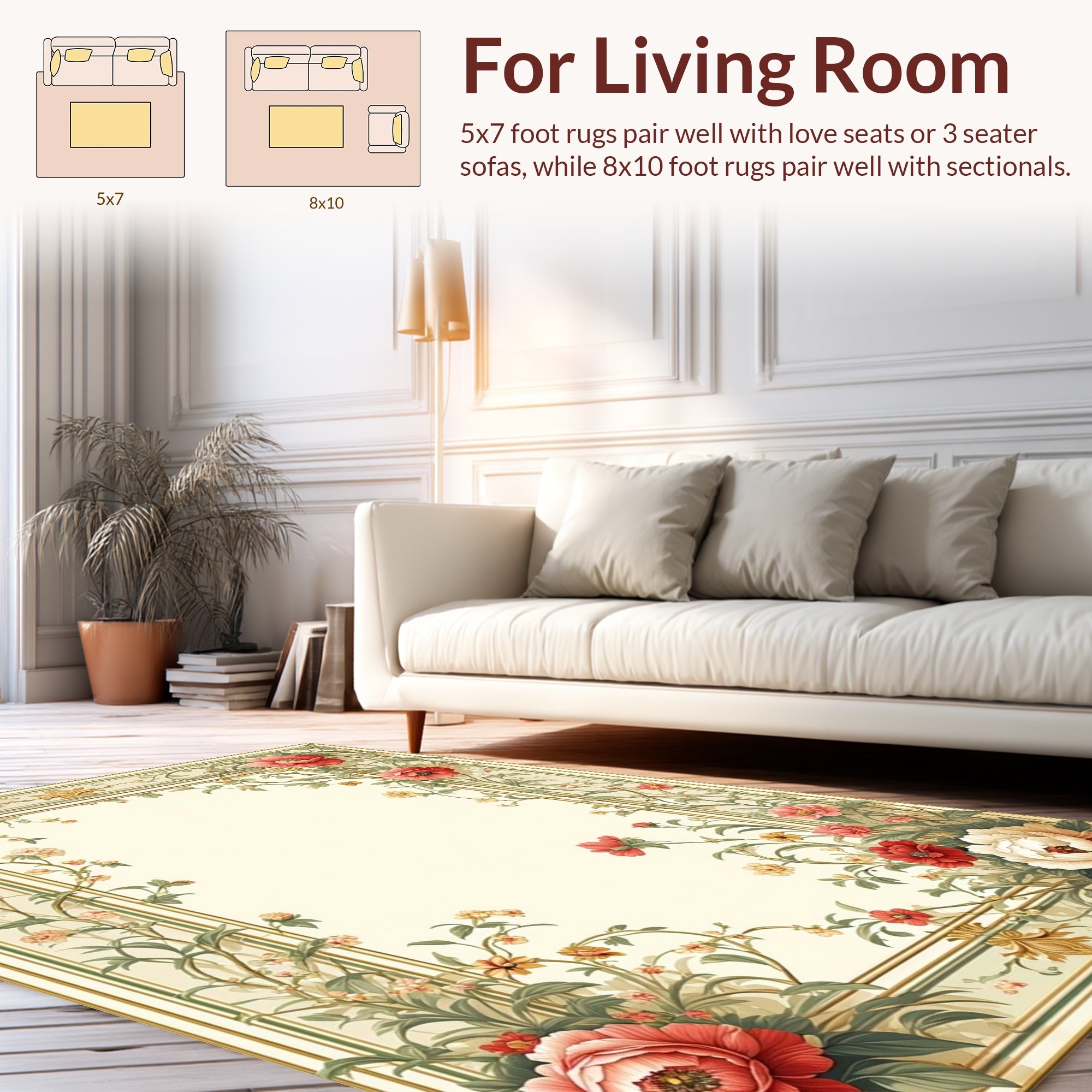 Floral Botanical Vines with Borders Rug