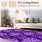 Opulent Violet Floral Scroll Pattern Rug