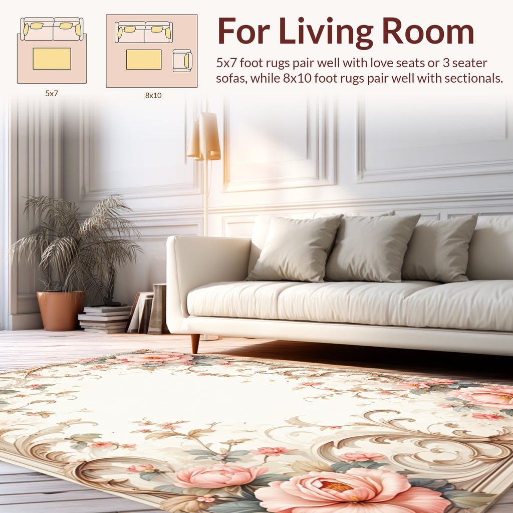 Elegant Floral Scrollwork Delightful Design Rug