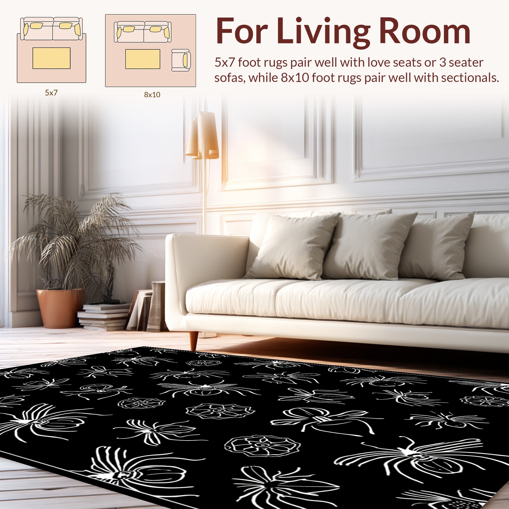 Spooky Spider Outline Print Rug