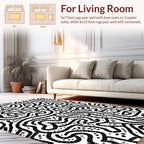 Abstract Black White Maze Pattern Rug