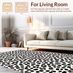 Abstract Black White Scattered Shapes Rug